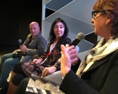 On stage in the Georgian Pavillon at Frankfurt Bookfair 2018, with (ri. to le.): moderator Maja Panjikidze, writer Ana Kordzaia-Samadashvili, photographer Guram Tsibakhashvili